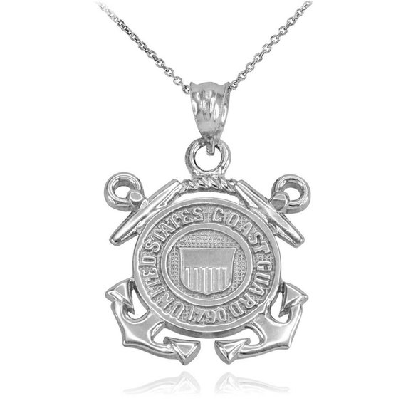 Pure Silver U.S Coast Guard 1970 Pendant Necklace - Picture 1 of 3